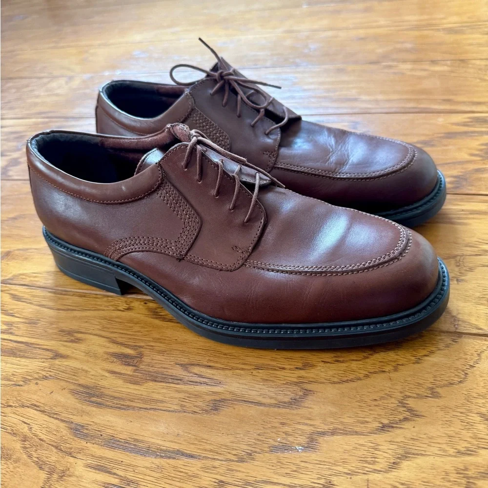Bill Blass Men's 13 Brown Leather Mock Toe Derby Oxford Dress Shoes Comfort Sole